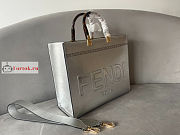 Fendi Medium Roma Sunshine Tote Leather Silver 35x31x17cm - 4