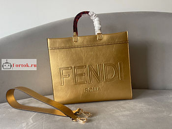 Fendi Medium Roma Sunshine Tote Leather Golden 35x31x17cm