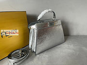 Fendi Small Peekaboo Leather Silver 27x9.5x21cm - 4