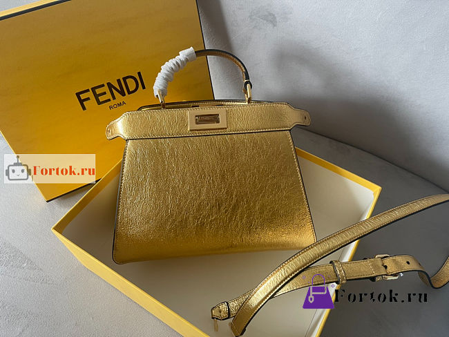 Fendi Small Peekaboo Leather Golden 27x9.5x21cm - 1