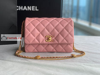 Chanel Mini Flap Bag In Lambskin Leather Pink AS3378 15x20x9cm