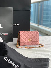 Chanel Mini Flap Bag In Lambskin Leather Pink AS3378 15x20x9cm - 6