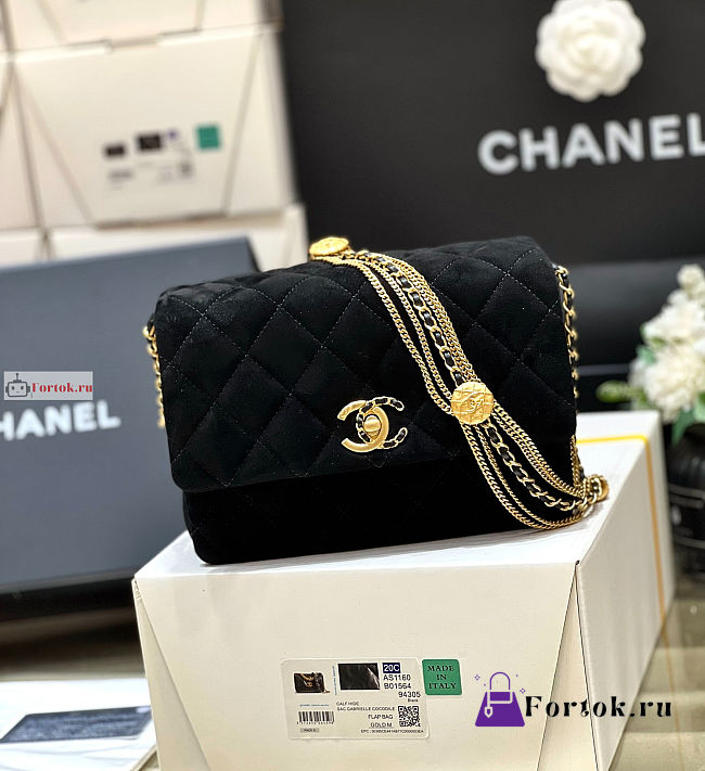 Chanel Mini Flap Bag In Lambskin Suede Black AS3378 15x20x9cm - 1