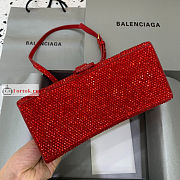Balenciaga Hourglass S Rhinestone Red Bag 23cm - 3