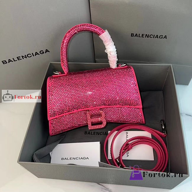Balenciaga Small Hourglass Handbag Crystal Pink 23cm - 1