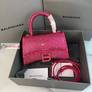 Balenciaga Small Hourglass Handbag Crystal Pink 23cm