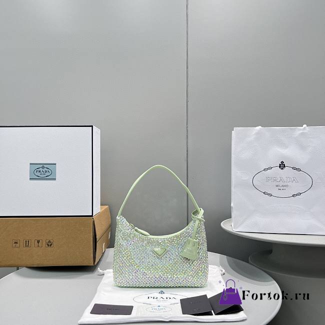 Prada Re-Edition 2000 Satin Mini Bag Green 1NE515 22x17x6cm - 1