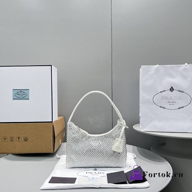 Prada Re-Edition 2000 Satin Mini Bag White 1NE515 22x17x6cm - 1