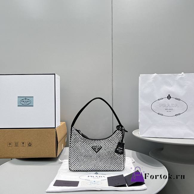 Prada Re-Edition 2000 Satin Mini Bag Black 1NE515 22x17x6cm - 1