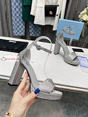 Prada Crystal Ankle-Strap Platform High Heels Silver 110mm - 5