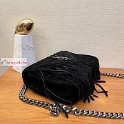 Ysl Medium College Chain Bag In Suede With Fringes Black 5317050 24x17x6.5cm - 5