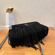 Ysl Medium College Chain Bag In Suede With Fringes Black 5317050 24x17x6.5cm - 4