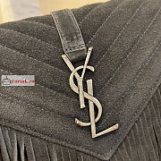 Ysl Medium College Chain Bag In Suede With Fringes Black 5317050 24x17x6.5cm - 2