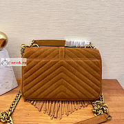 Ysl Medium College Chain Bag In Suede With Fringes Brown 5317050 24x17x6.5cm - 6