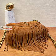 Ysl Medium College Chain Bag In Suede With Fringes Brown 5317050 24x17x6.5cm - 4