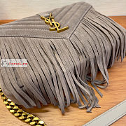 Ysl Medium College Chain Bag In Suede With Fringes Dusty Grey 5317050 24x17x6.5cm - 4