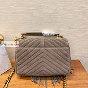 Ysl Medium College Chain Bag In Suede With Fringes Dusty Grey 5317050 24x17x6.5cm - 5