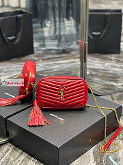 Ysl Mini Lou Bag In Grained Leather Red 6125791 19x10.5x5cm - 1