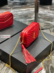 Ysl Mini Lou Bag In Grained Leather Red 6125791 19x10.5x5cm - 5