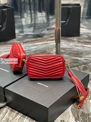Ysl Mini Lou Bag In Grained Leather Red 6125791 19x10.5x5cm - 4