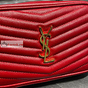 Ysl Mini Lou Bag In Grained Leather Red 6125791 19x10.5x5cm - 3