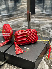 Ysl Mini Lou Bag In Grained Leather Red 6125791 19x10.5x5cm - 2