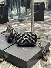 Ysl Mini Lou Bag In Grained Leather Gold-tone Black 6125791 19x10.5x5cm - 5