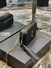 Ysl Mini Lou Bag In Grained Leather Gold-tone Black 6125791 19x10.5x5cm - 4