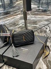 Ysl Mini Lou Bag In Grained Leather Gold-tone Black 6125791 19x10.5x5cm - 2