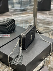 Ysl Mini Lou Bag In Grained Leather Silver-tone Black 6125791 19x10.5x5cm - 4