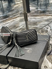 Ysl Mini Lou Bag In Grained Leather Silver-tone Black 6125791 19x10.5x5cm - 3