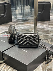 Ysl Mini Lou Bag In Grained Leather Silver-tone Black 6125791 19x10.5x5cm - 2