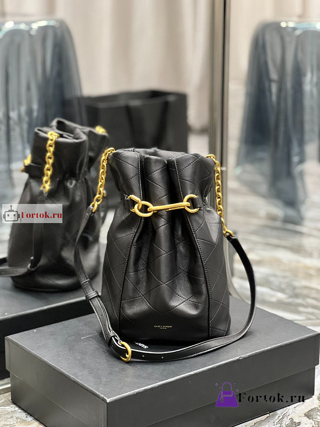 Ysl Le Maillon Hook Bucket Bag Black 686310 19×27×12cm - 1