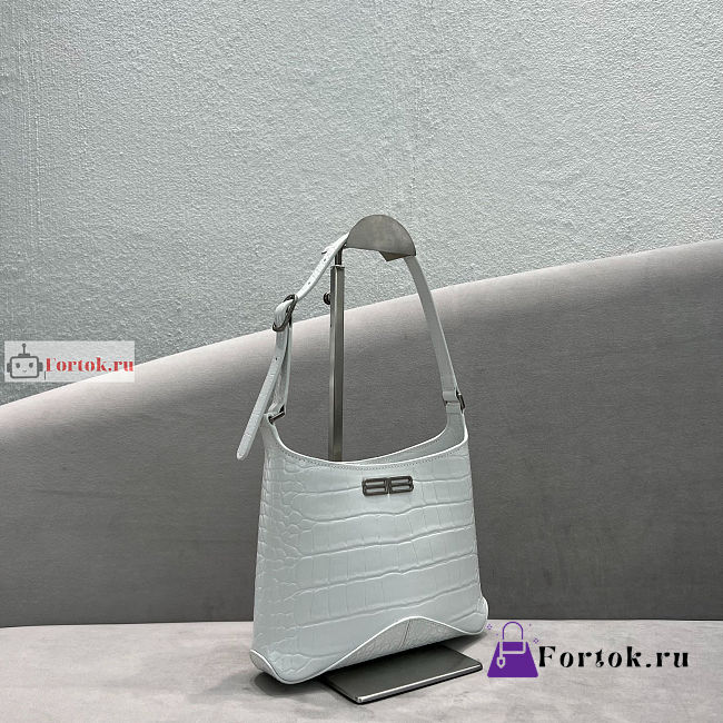 Balenciaga Small XX Hobo Bag Crocodile-print Leather White 23x16x5cm - 1