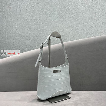 Balenciaga Small XX Hobo Bag Crocodile-print Leather White 23x16x5cm