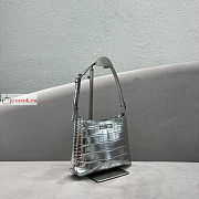 Balenciaga Small XX Hobo Bag Crocodile-print Leather Silver 23x16x5cm - 3