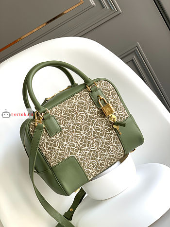 Loewe Amazona 19 Square Bag In Anagram Avocado Green 19x18x11.5cm