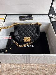 Chanel Mini Boy Messenger Bag In Grained Leather Black 15x9.5x4.5cm - 1