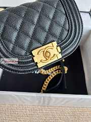 Chanel Mini Boy Messenger Bag In Grained Leather Black 15x9.5x4.5cm - 5