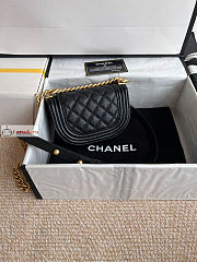 Chanel Mini Boy Messenger Bag In Grained Leather Black 15x9.5x4.5cm - 4