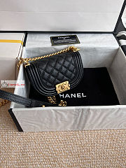 Chanel Mini Boy Messenger Bag In Grained Leather Black 15x9.5x4.5cm - 2