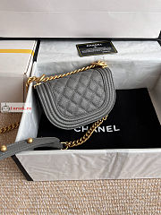 Chanel Mini Boy Messenger Bag In Grained Leather Gray 15x9.5x4.5cm - 4