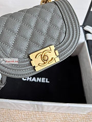 Chanel Mini Boy Messenger Bag In Grained Leather Gray 15x9.5x4.5cm - 3