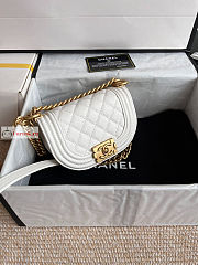 Chanel Mini Boy Messenger Bag In Grained Leather White 15x9.5x4.5cm - 6