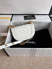 Chanel Mini Boy Messenger Bag In Grained Leather White 15x9.5x4.5cm - 4