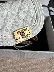 Chanel Mini Boy Messenger Bag In Grained Leather White 15x9.5x4.5cm - 3