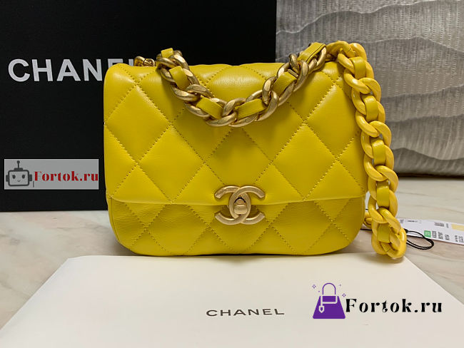 Chanel Mini Flap Bag Yellow AS3205 13x18x6cm - 1