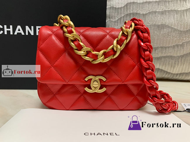 Chanel Mini Flap Bag Red AS3205 13x18x6cm - 1