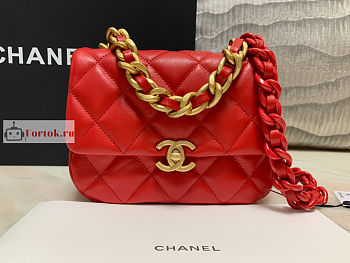 Chanel Mini Flap Bag Red AS3205 13x18x6cm