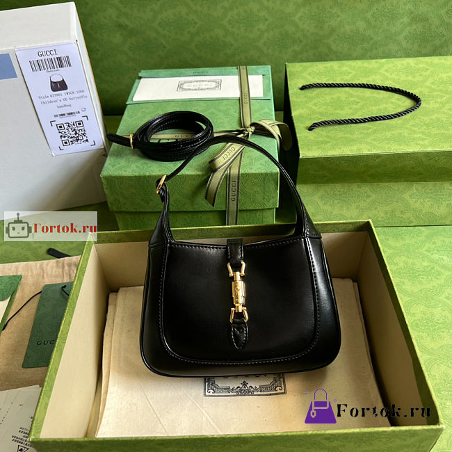 Gucci Mini Jackie 1961 Shoulder Bag Black 637091 19x13x3cm - 1